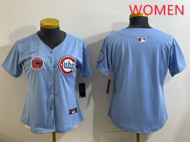 Women 2025 Chicago Cubs blank Blue Game Nike MLB Jersey style 5